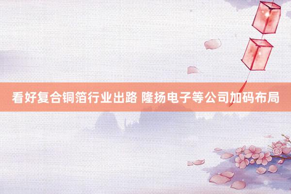 看好复合铜箔行业出路 隆扬电子等公司加码布局